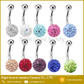 Shamballa Belly Rings 8mm 10mm Steel Curved Bar Belly Navel Ring Piercing